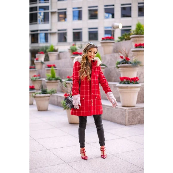 J. Crew Chateau Parka Plaid Windowpane Check 100% Wool Hooded Coat - Picture 4 of 12